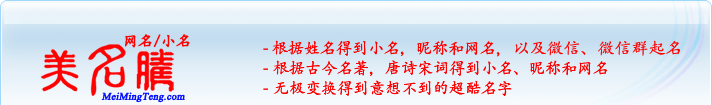 根據(jù)姓名得到小名，昵稱和網(wǎng)名；根據(jù)古今名著，唐詩宋詞得到小名，昵稱和網(wǎng)名；無極變換得到意想不到的超酷名字